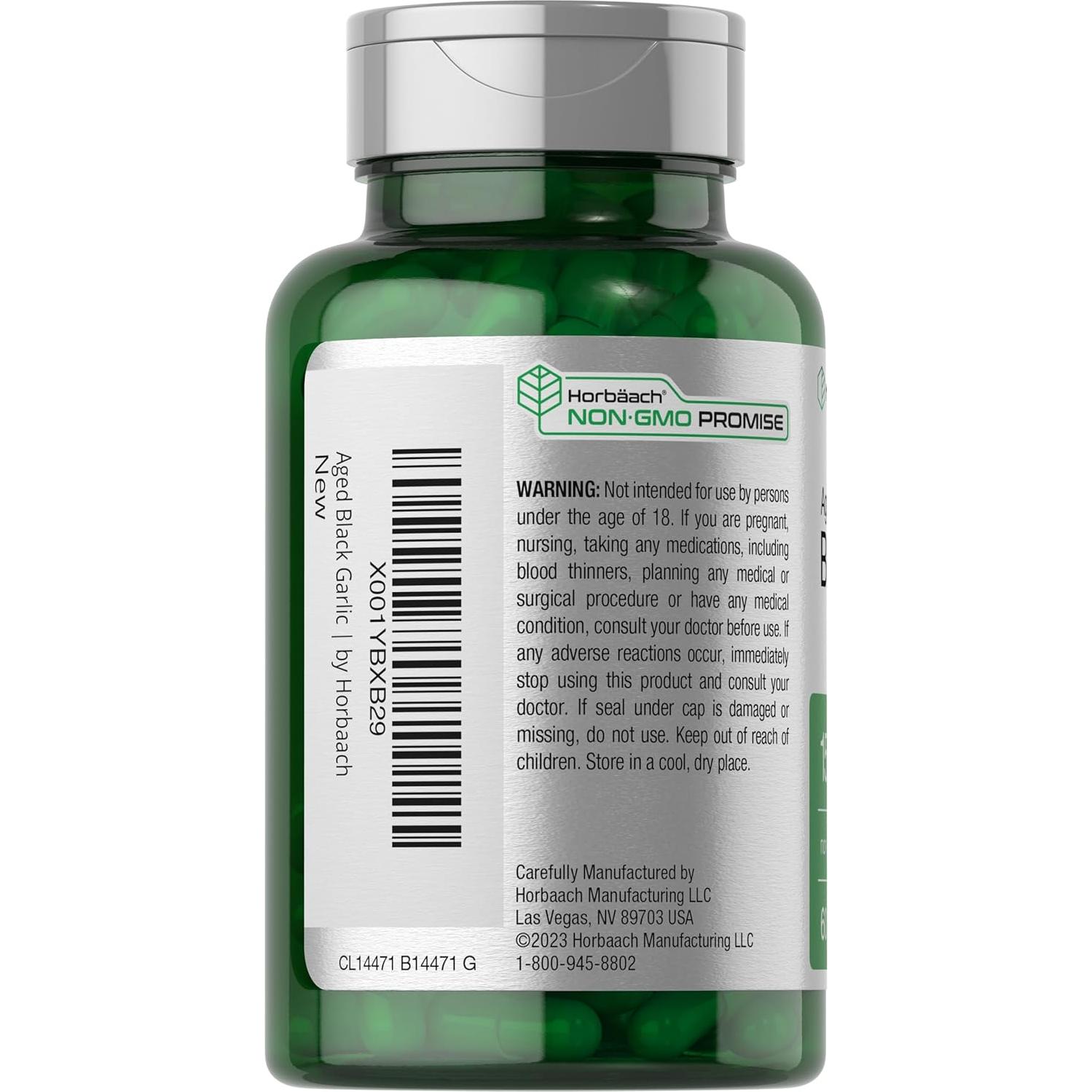 Cápsulas de Ajo Negro Fermentado Horbaach 1500mg - 60 Unidades