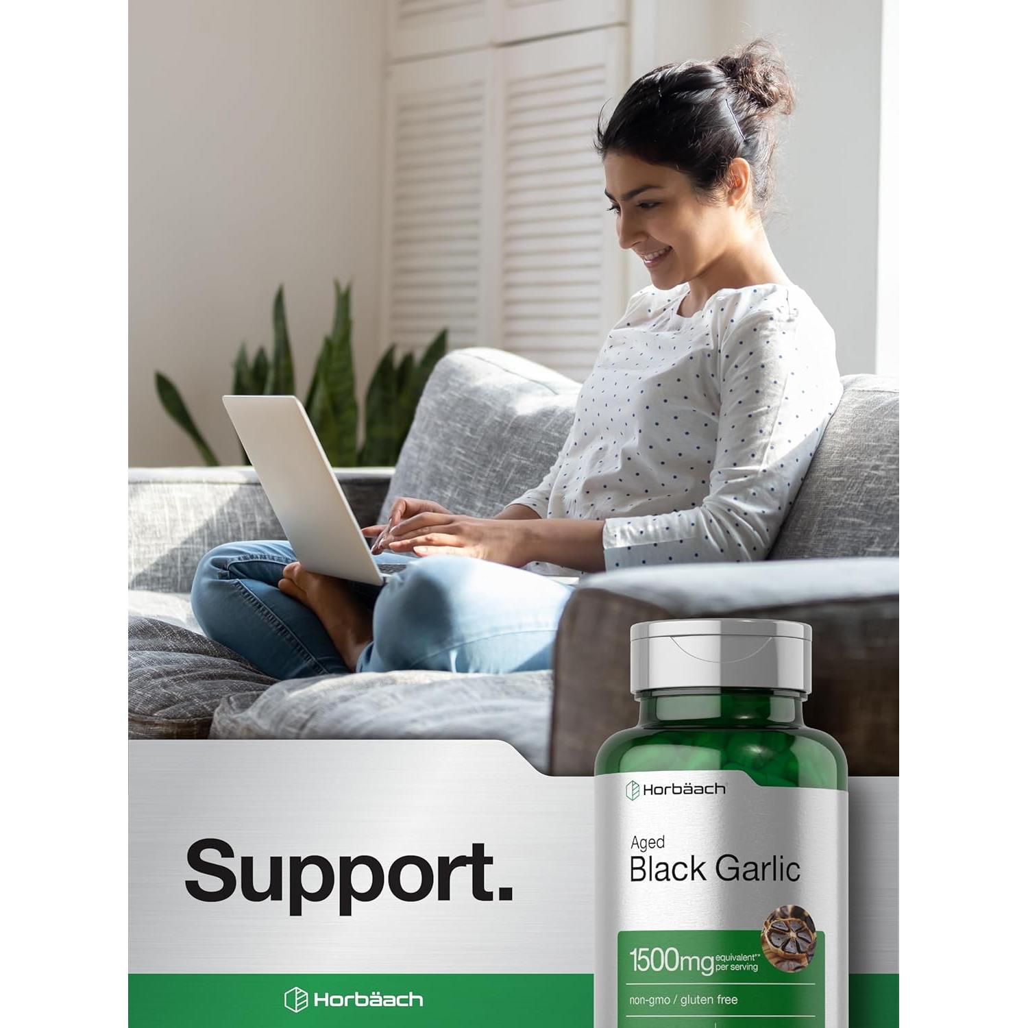 Cápsulas de Ajo Negro Fermentado Horbaach 1500mg - 60 Unidades