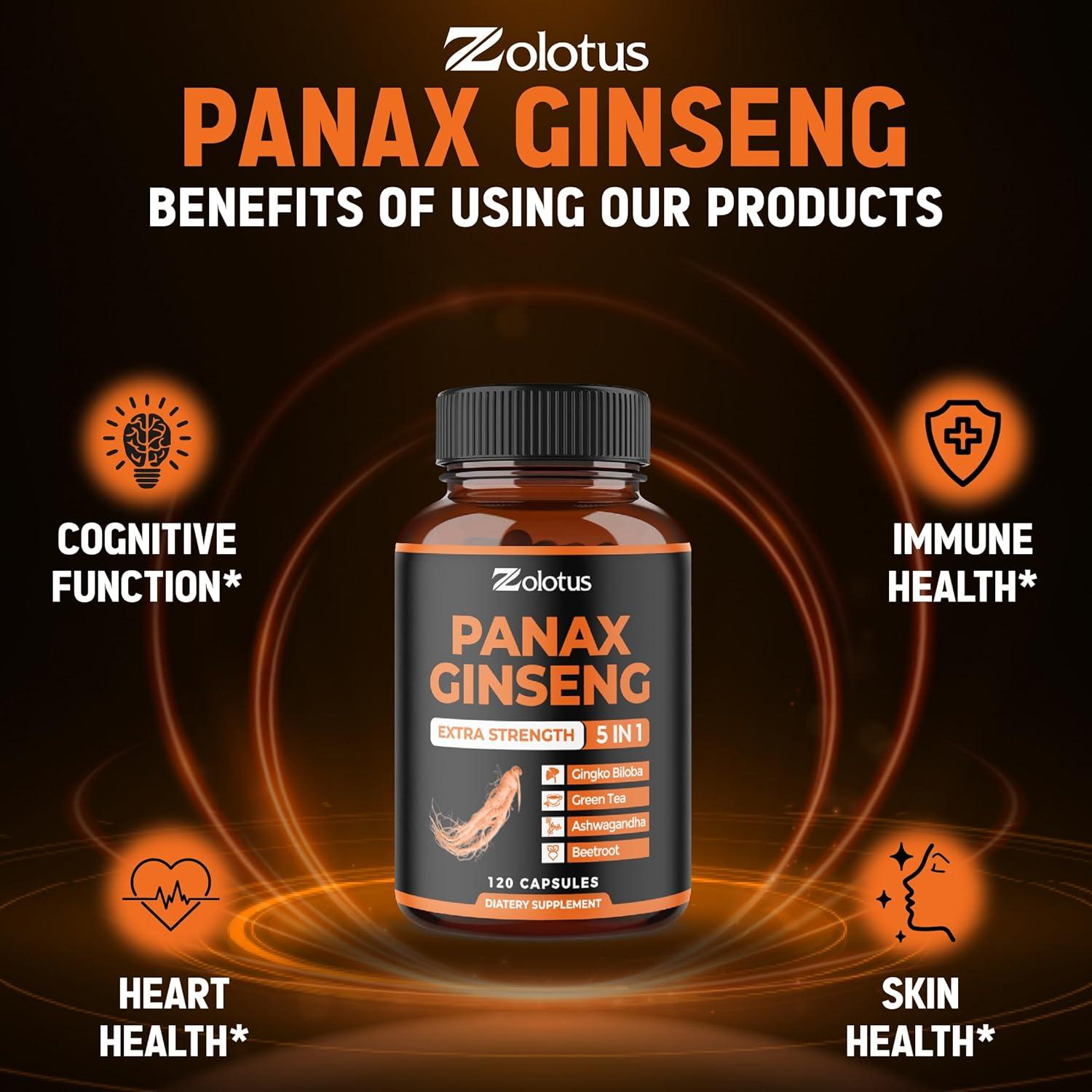 Suplemento Zolotus Ginseng Rojo Coreano + Ginkgo Biloba 120 Cápsulas