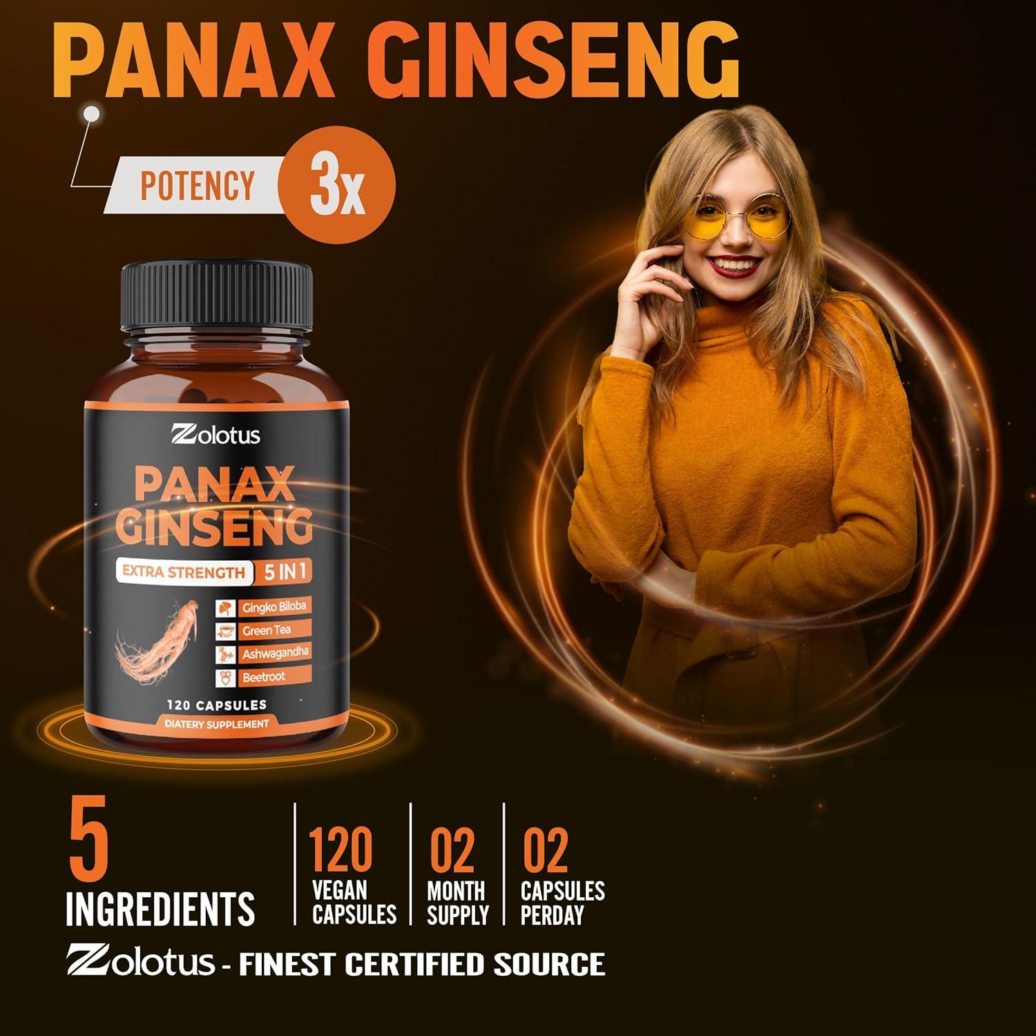 Suplemento Zolotus Ginseng Rojo Coreano + Ginkgo Biloba 120 Cápsulas