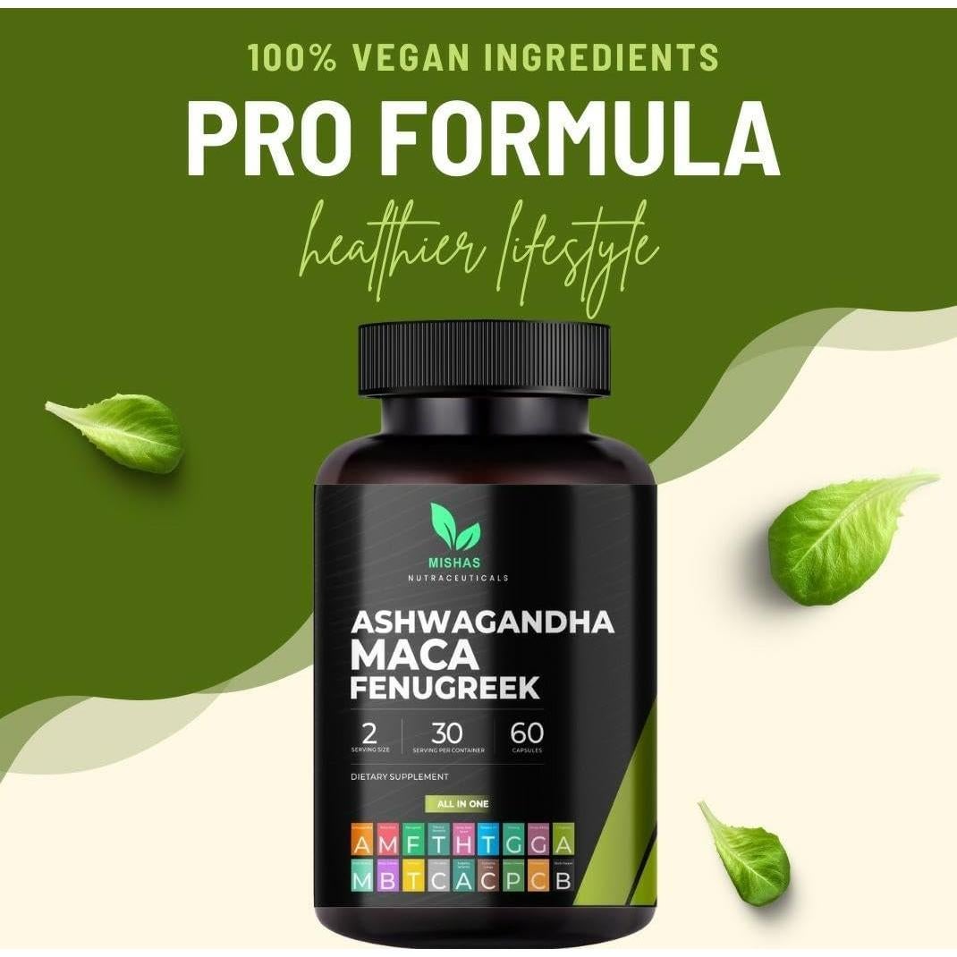 Suplemento Herbal Misha: Ashwagandha, Maca y Fenogreco 60 Cápsulas