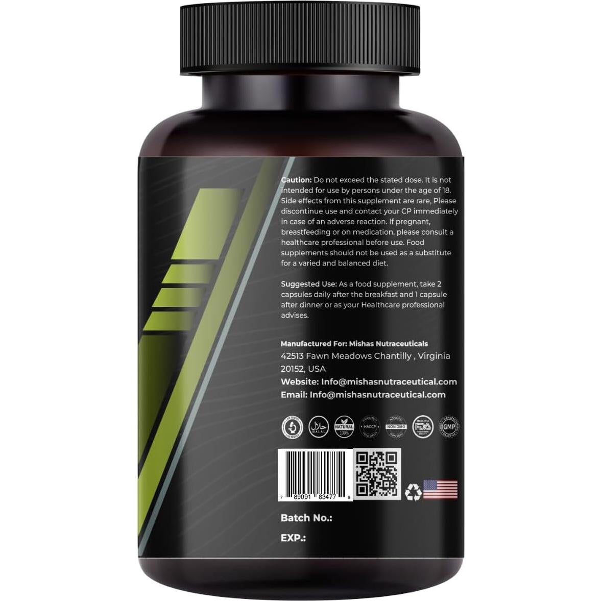 Suplemento Herbal Misha: Ashwagandha, Maca y Fenogreco 60 Cápsulas