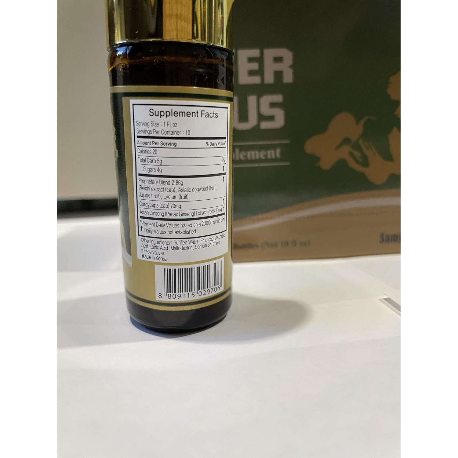 Suplemento Líquido de Ginseng Rojo Coreano Power Plus - 10 Botellas 29.57 ML