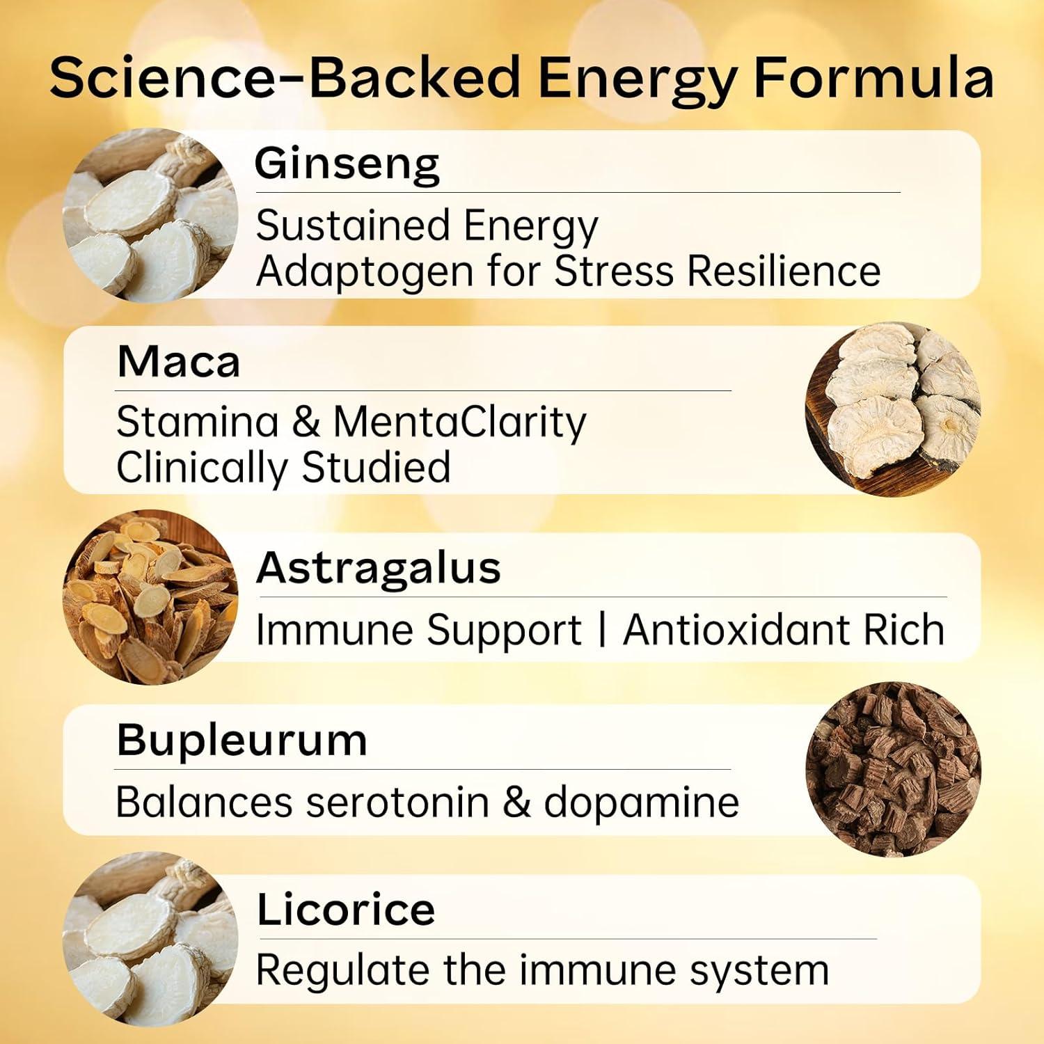 Suplemento Energía Natural 800mg Ginseng Maca 60 Tabletas