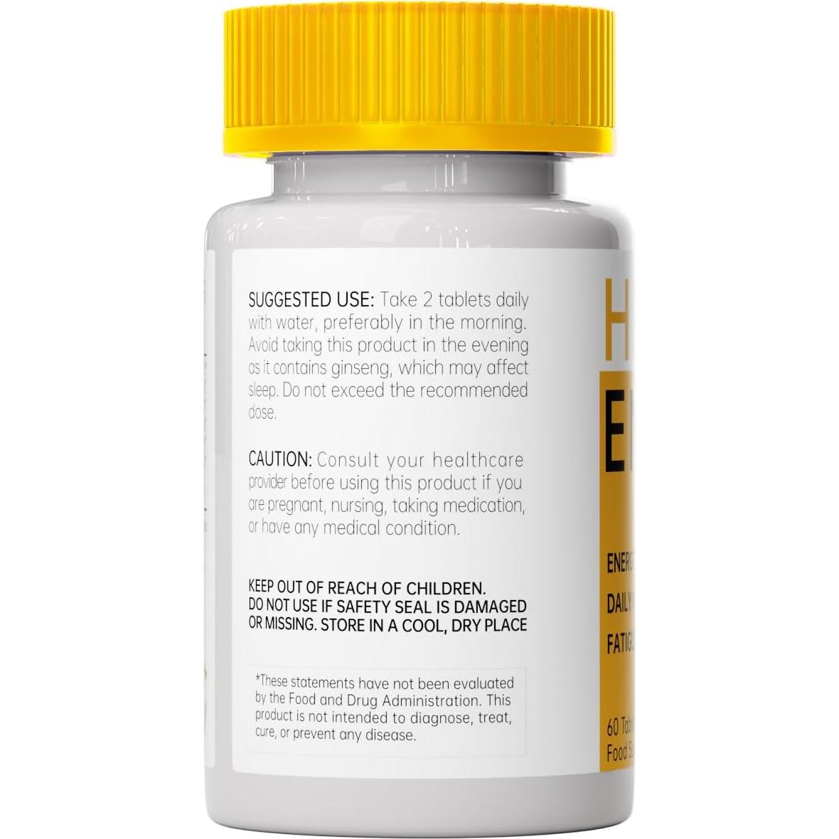 Suplemento Energía Natural 800mg Ginseng Maca 60 Tabletas