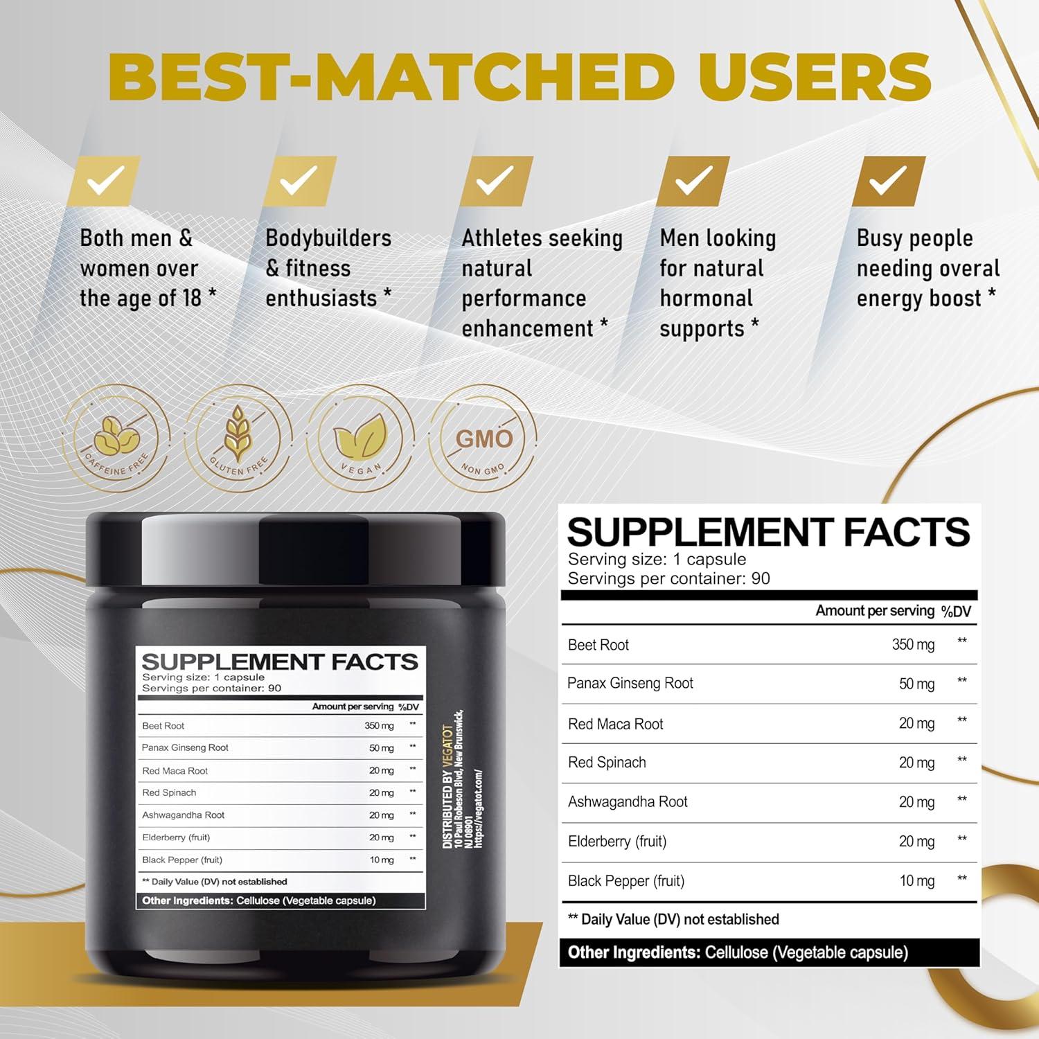 Suplemento Vegatot Remolacha 90 Cápsulas - Energía y Resistencia