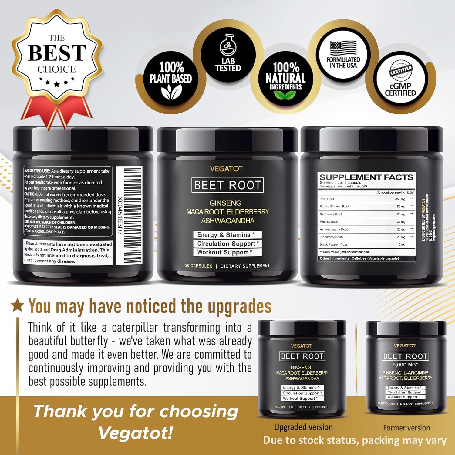 Suplemento Vegatot Remolacha 90 Cápsulas - Energía y Resistencia