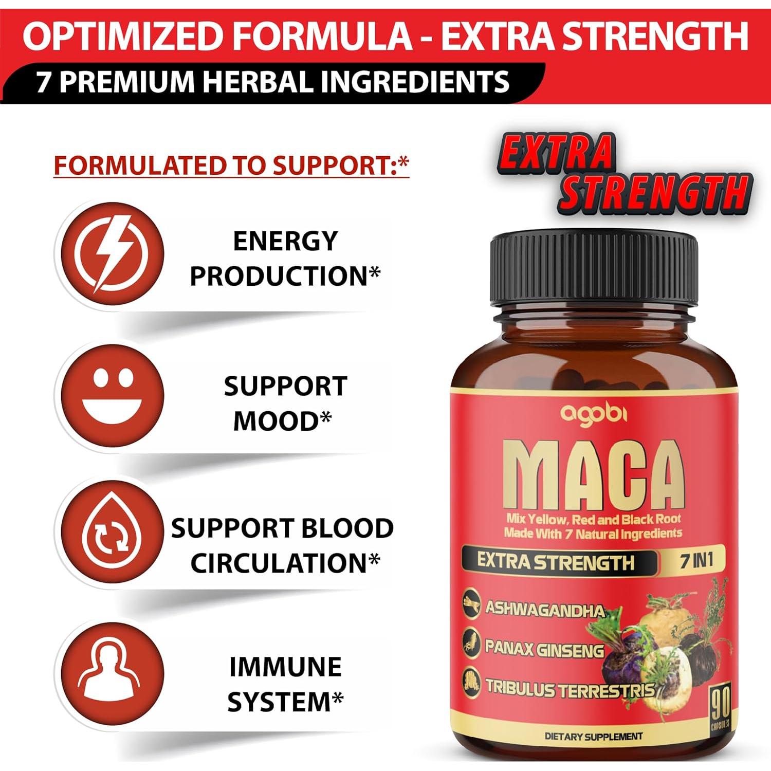 Cápsulas de Raíz de Maca Agobi - Suplemento Energético 90 Unidades