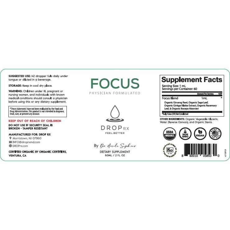 DropRx Suplemento Líquido Enfoque Mental 59.15 ml - Orgánico