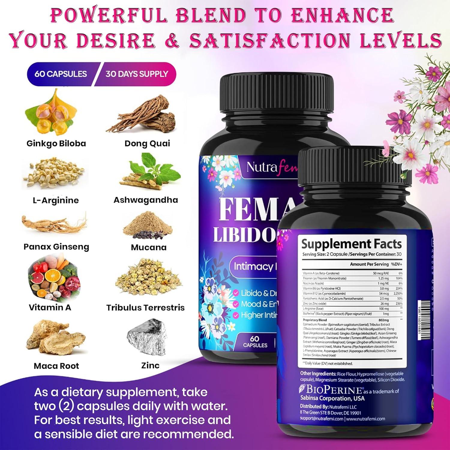 Acelerador de Libido Femenina Nutrafemi - 60 Cápsulas Naturales