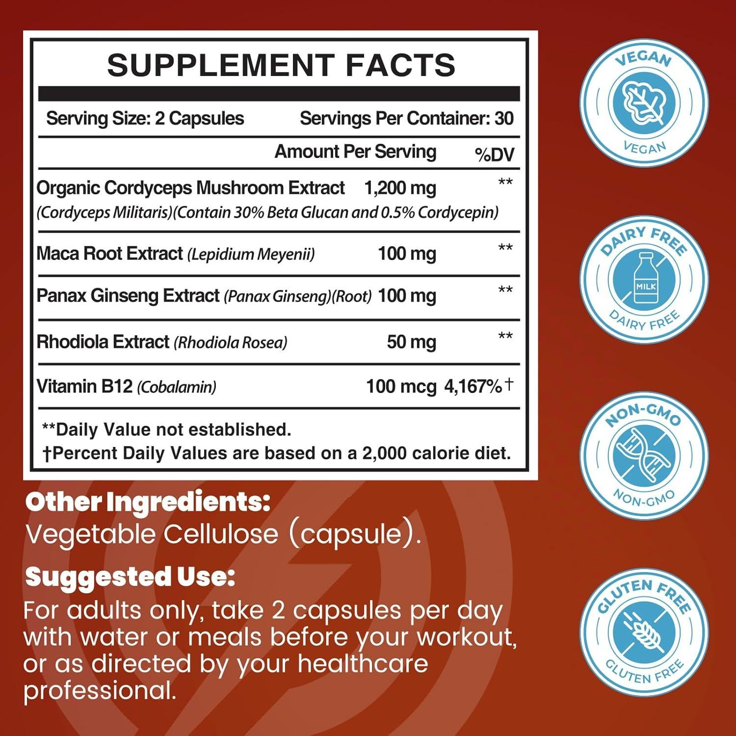Cápsulas de Hongo Cordyceps Mezqai - Suplemento Energético 60 Unidades
