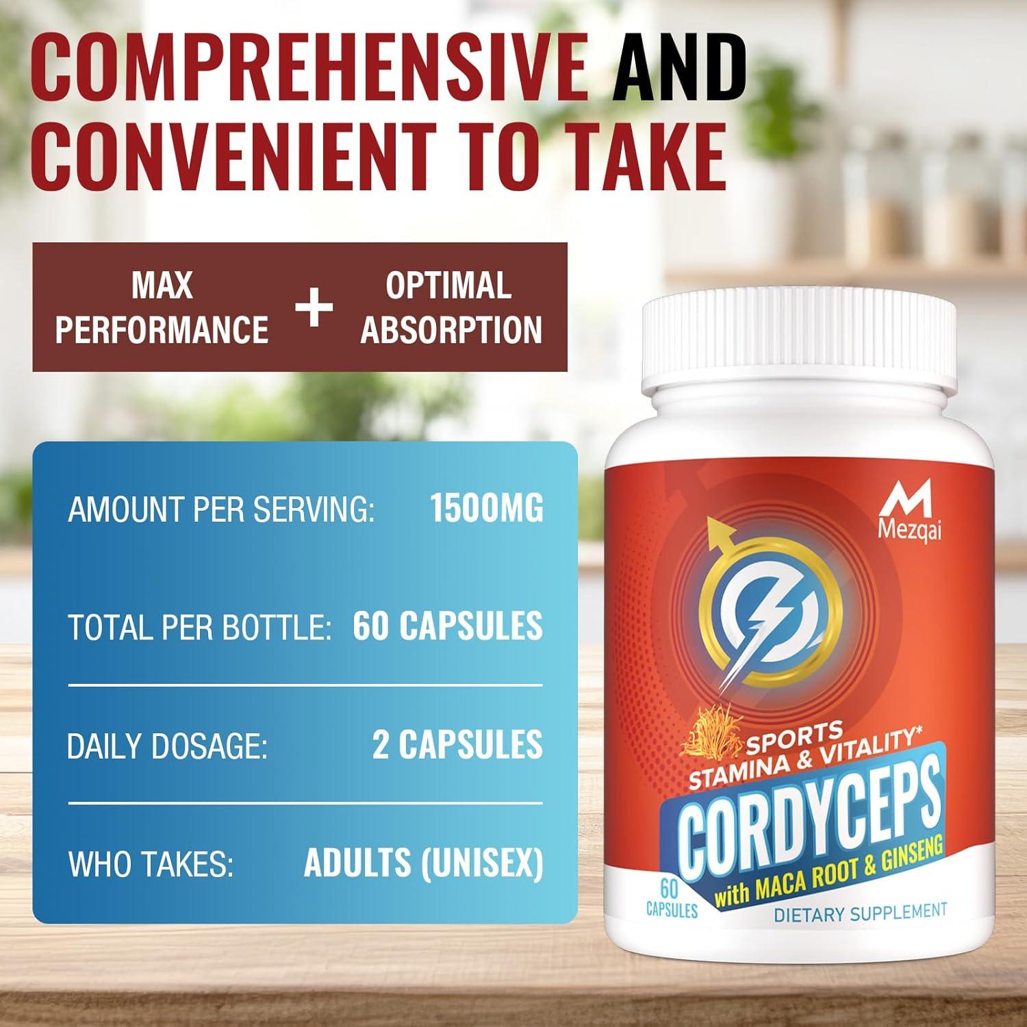 Cápsulas de Hongo Cordyceps Mezqai - Suplemento Energético 60 Unidades