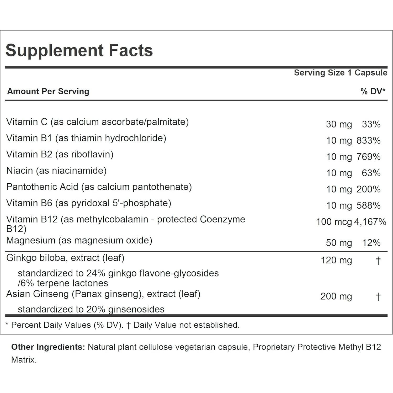 ANDREW LESSMAN Ginkgo 120 Plus Ginseng 200mg - 30 Cápsulas