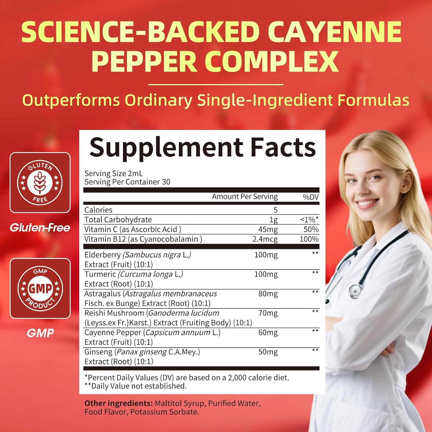 Gotas de Pimienta de Cayena LUKAREE 8-en-1 60 ml Suplemento