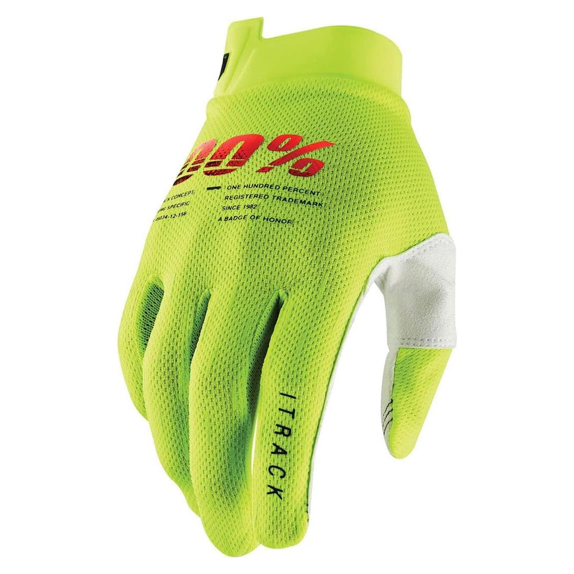 Guantes de Motocross 100% ITRACK Amarillo Fluo Talla Pequeña