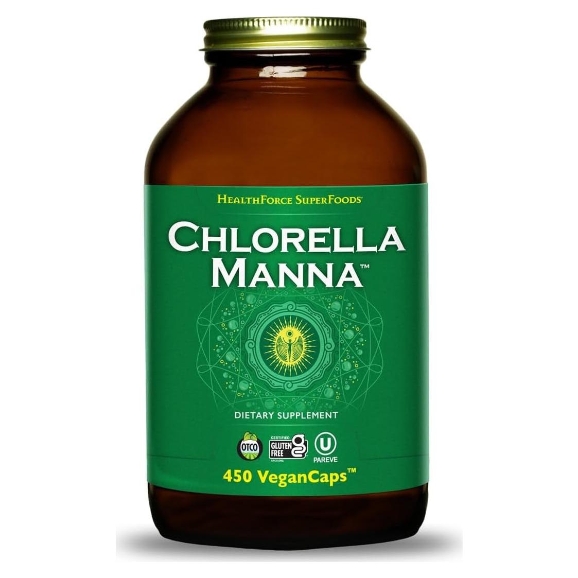 Chlorella Manna HealthForce SuperFoods - 450 Cápsulas Veganas