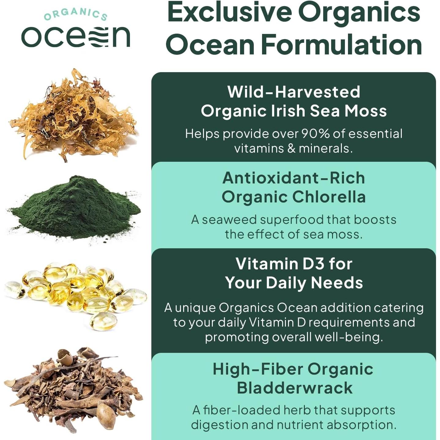 Cápsulas de Musgo Marino Orgánico 60 Unidades - Organics Ocean