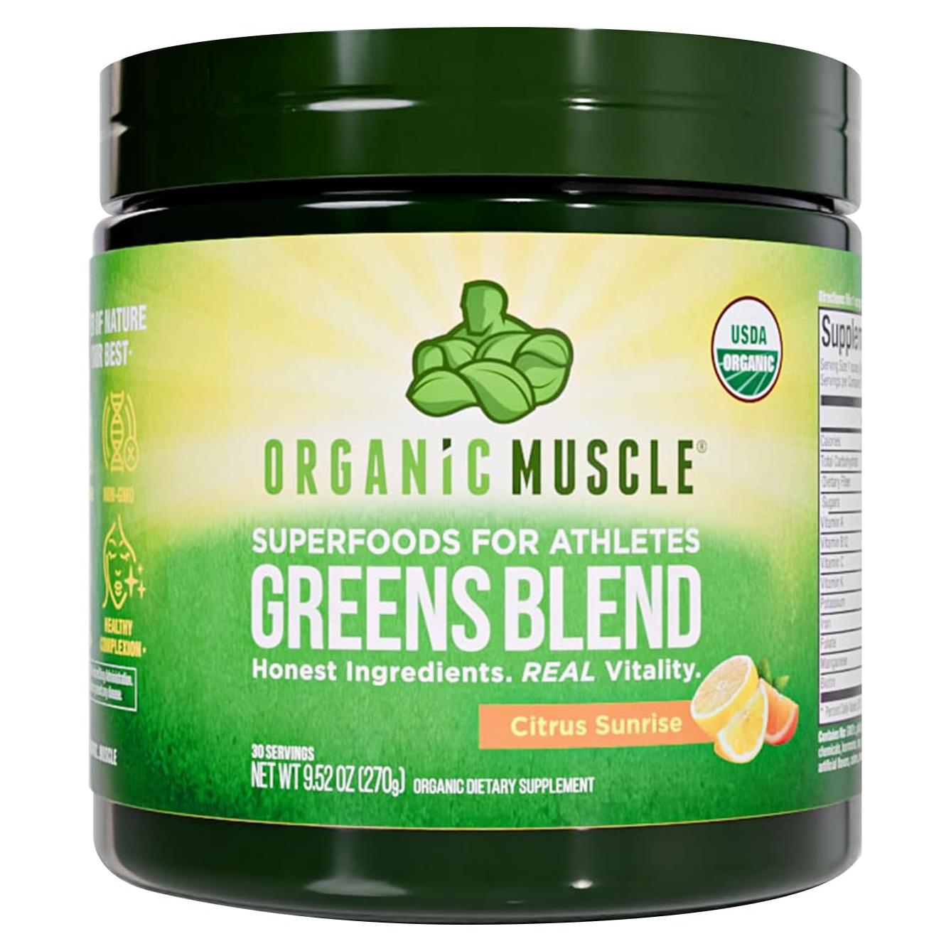 Polvo de Superalimento Orgánico Muscle Organic 270g - Verdes Cítricos