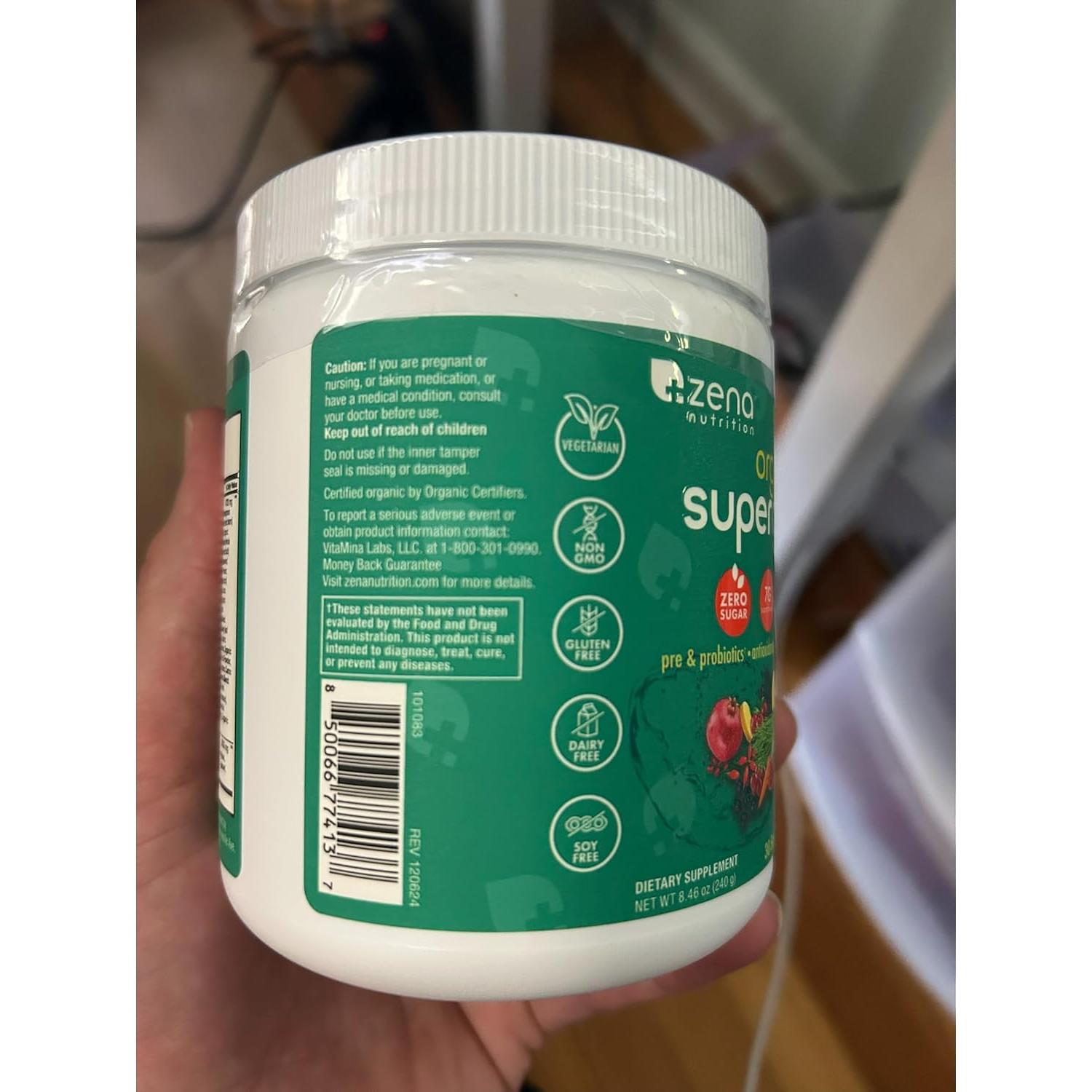 Polvo Orgánico de Super Verdes Zena Nutrition Mango 30 Porciones