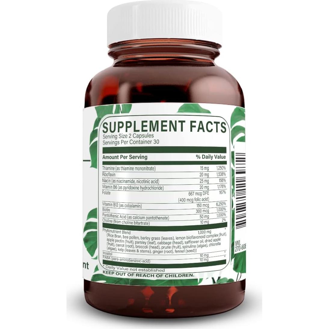 Complejo de Vitaminas B Natural Nutra 60 Cápsulas Vegetarianas