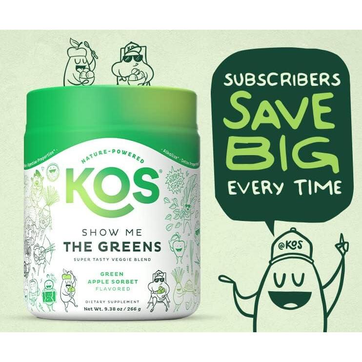 KOS Polvo de Super Verdes Orgánico Sabor Manzana - 28 Porciones