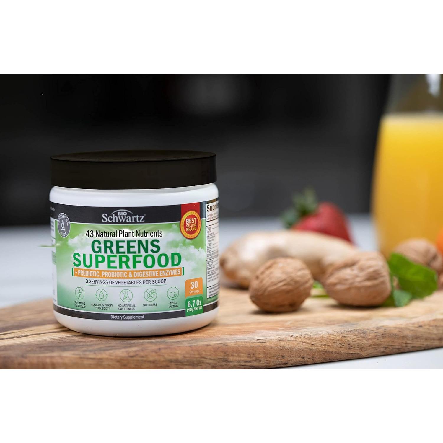 Polvo Super Greens BioSchwartz 189.9g - Probioticos y Enzimas