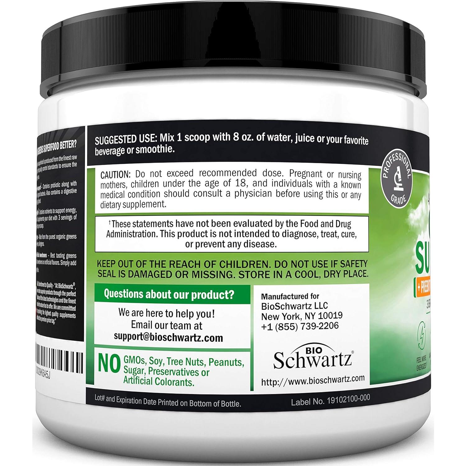 Polvo Super Greens BioSchwartz 189.9g - Probioticos y Enzimas
