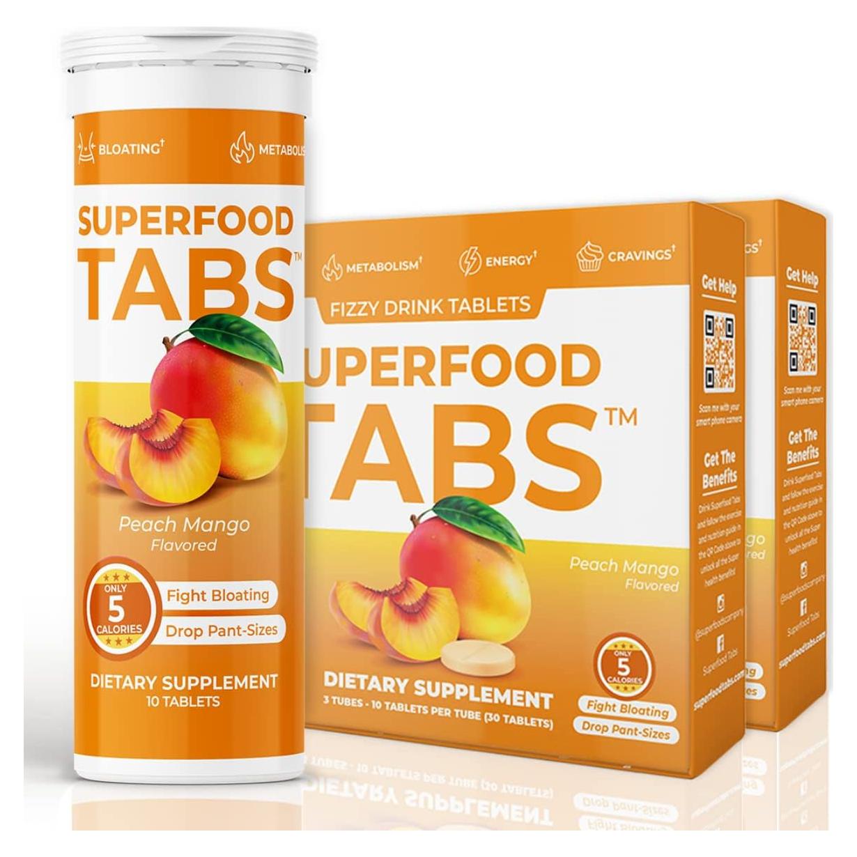 Tabletas Efervescentes Superalimento Veganas 60 Unidades Durazno Mango