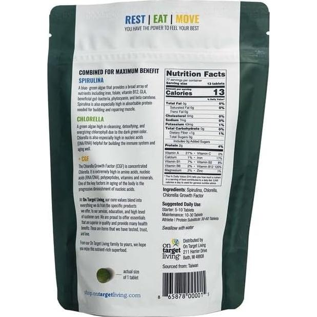 Tabletas de Espirulina y Chlorella On Target Living 1000u