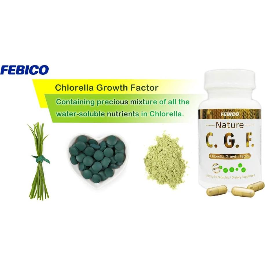 Cápsulas de Factor de Crecimiento de Chlorella FEBICO 500mg - 90 Unidades
