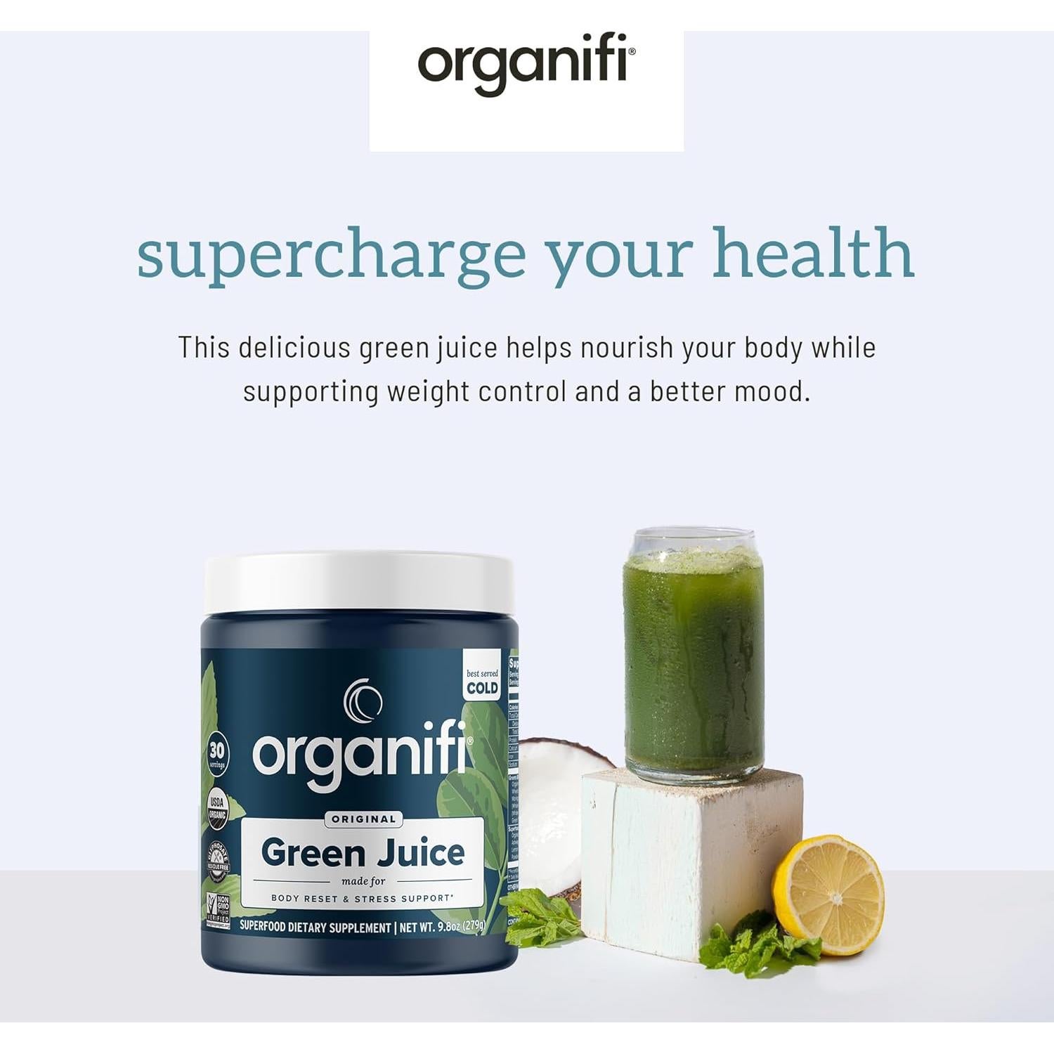 Organifi Jugo Verde - Suplemento en Polvo 30 Porciones