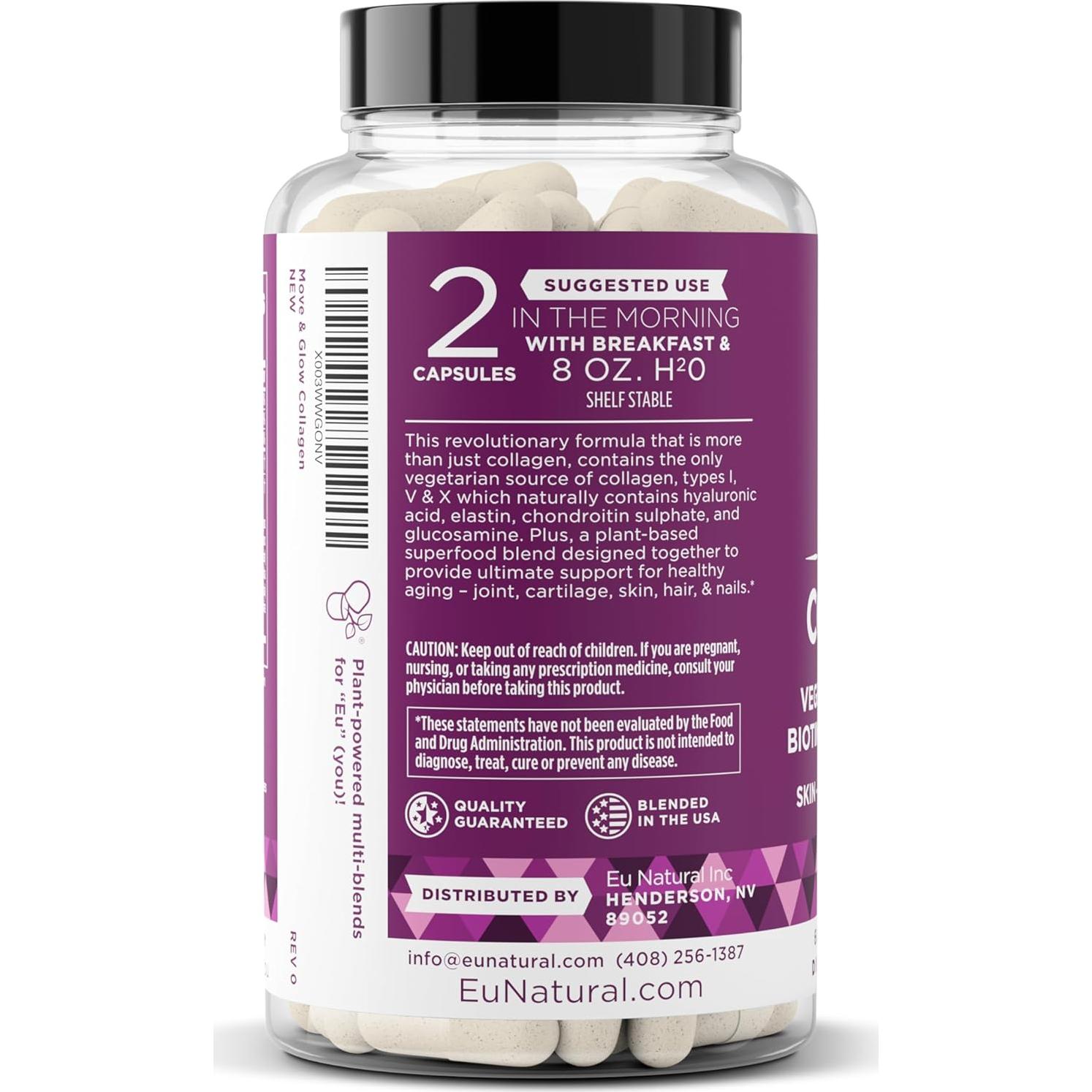 Píldoras de colágeno vegetariano Move & Glow - 60 cápsulas