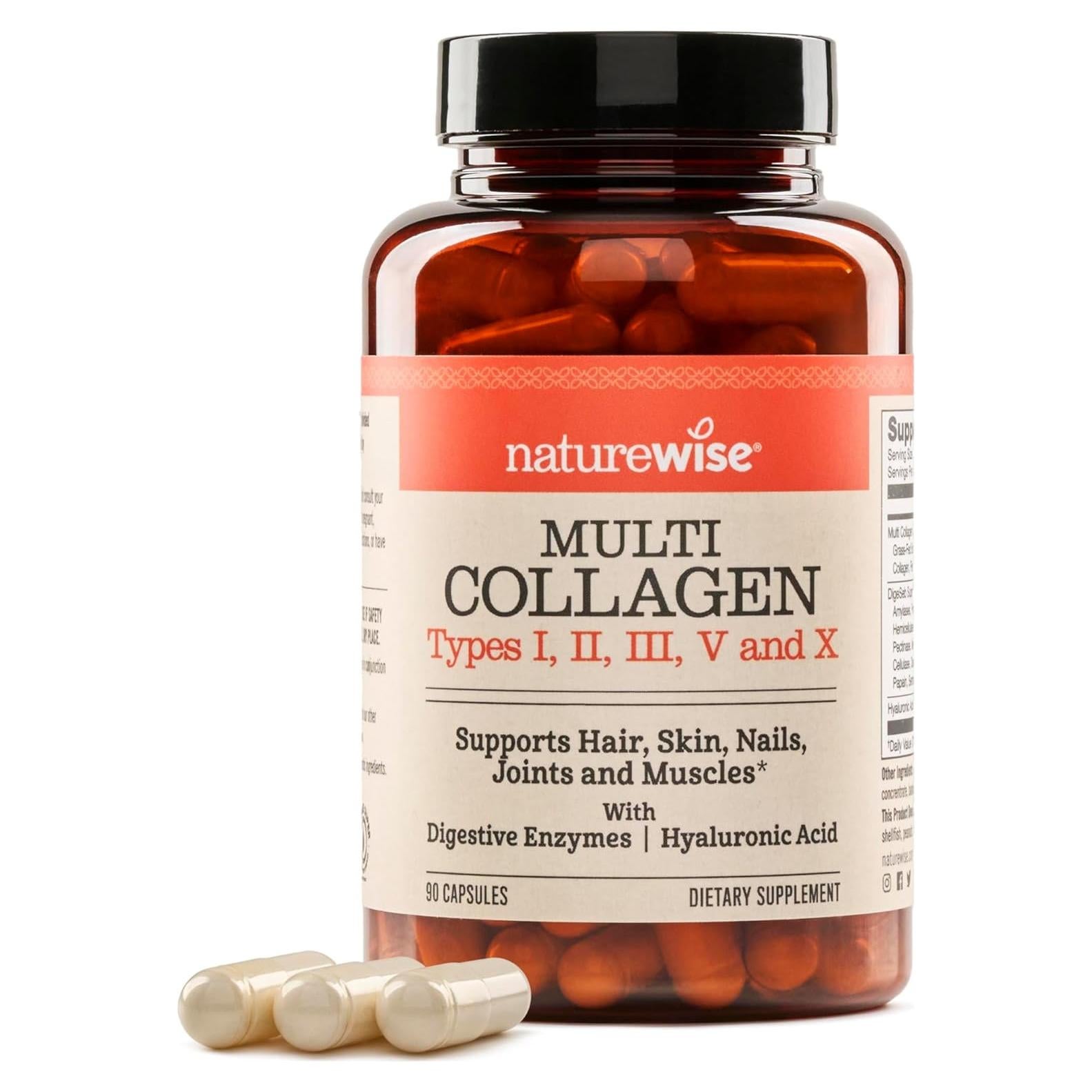 NatureWise Multi Colágeno Pétidos 90 Cápsulas - Tipo I, II, III, V, X