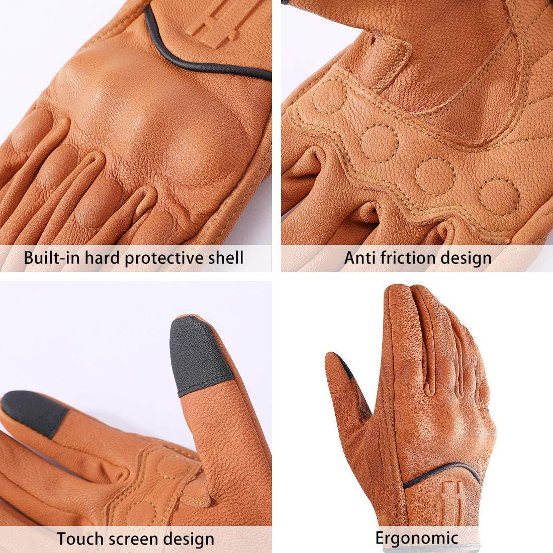 Guantes de motocicleta Harssidanzar GM028 cuero táctil