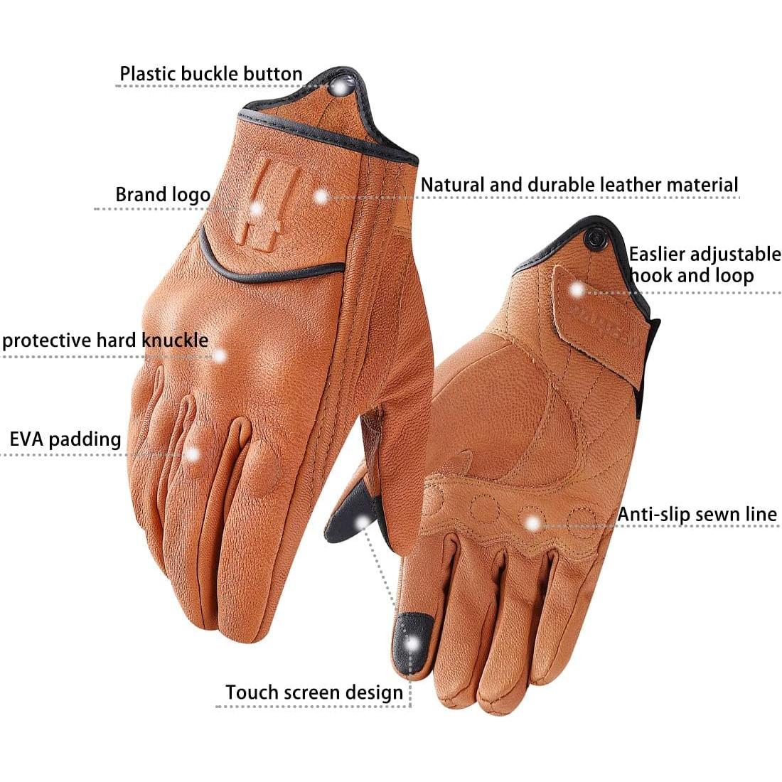 Guantes de motocicleta Harssidanzar GM028 cuero táctil