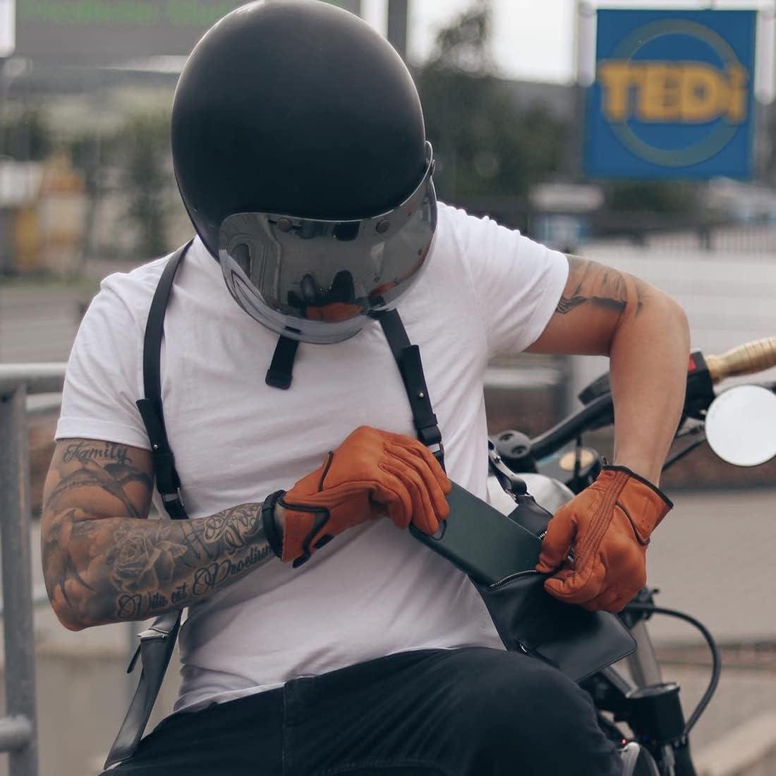 Guantes de motocicleta Harssidanzar GM028 cuero táctil