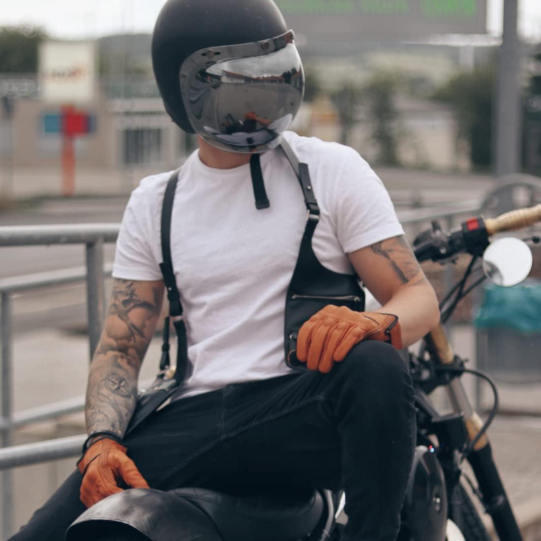 Guantes de motocicleta Harssidanzar GM028 cuero táctil