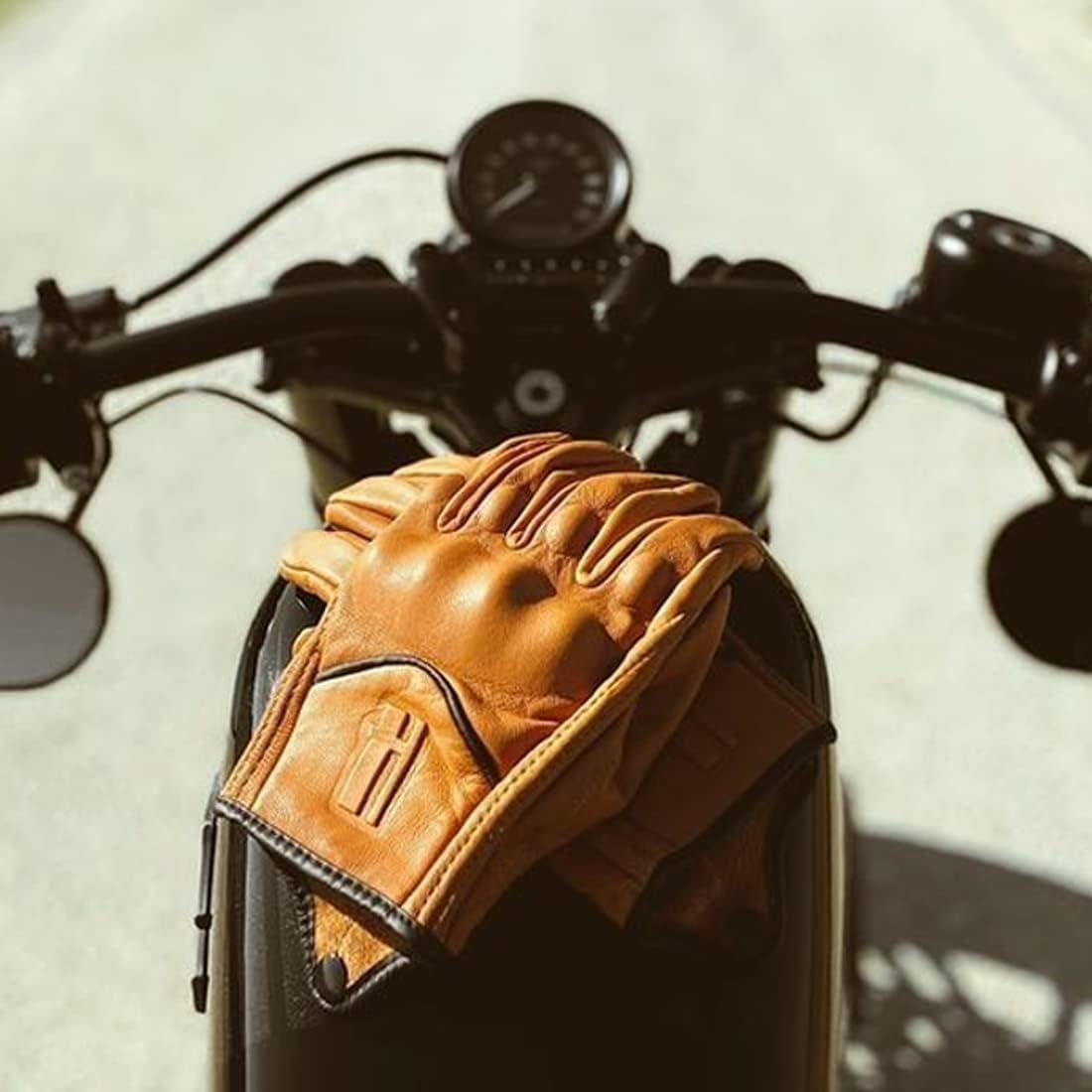 Guantes de motocicleta Harssidanzar GM028 cuero táctil