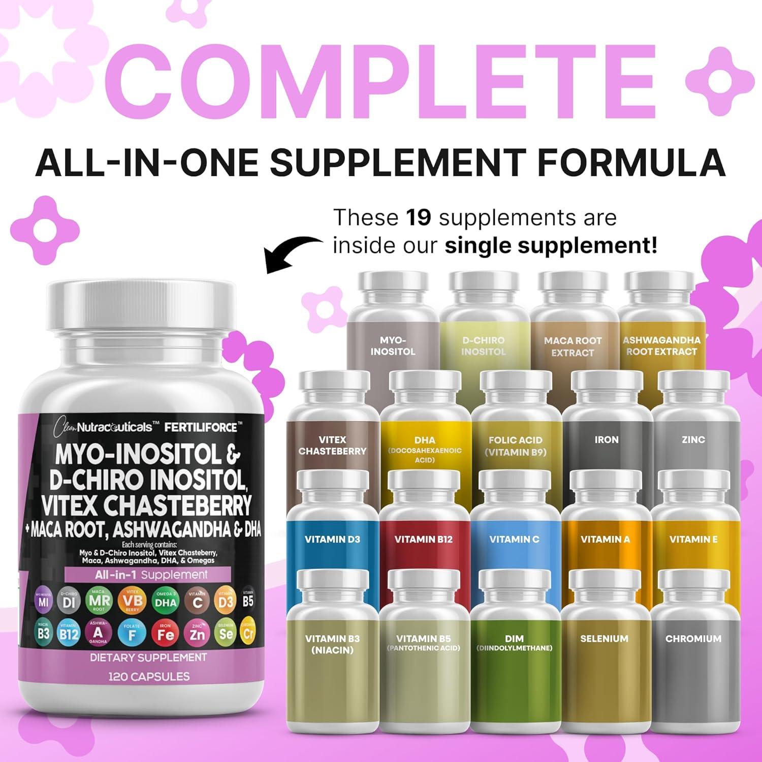 Suplemento Fertiliforce Clean Nutraceuticals 2050mg 120 Cápsulas