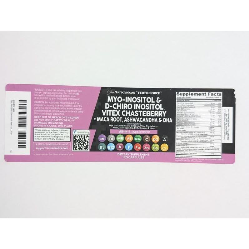 Suplemento Fertiliforce Clean Nutraceuticals 2050mg 120 Cápsulas