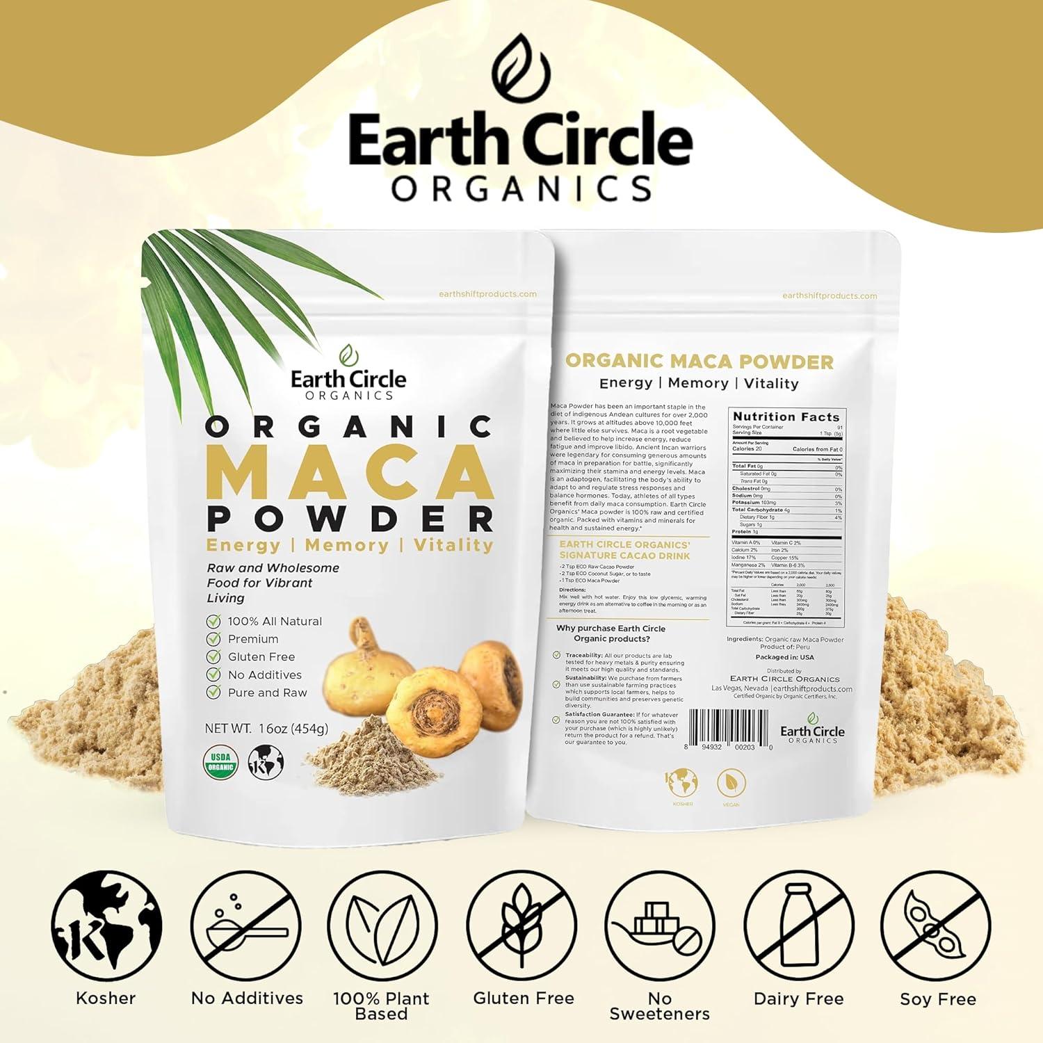 Polvo de Raíz de Maca Amarilla Earth Circle 454g Vegano