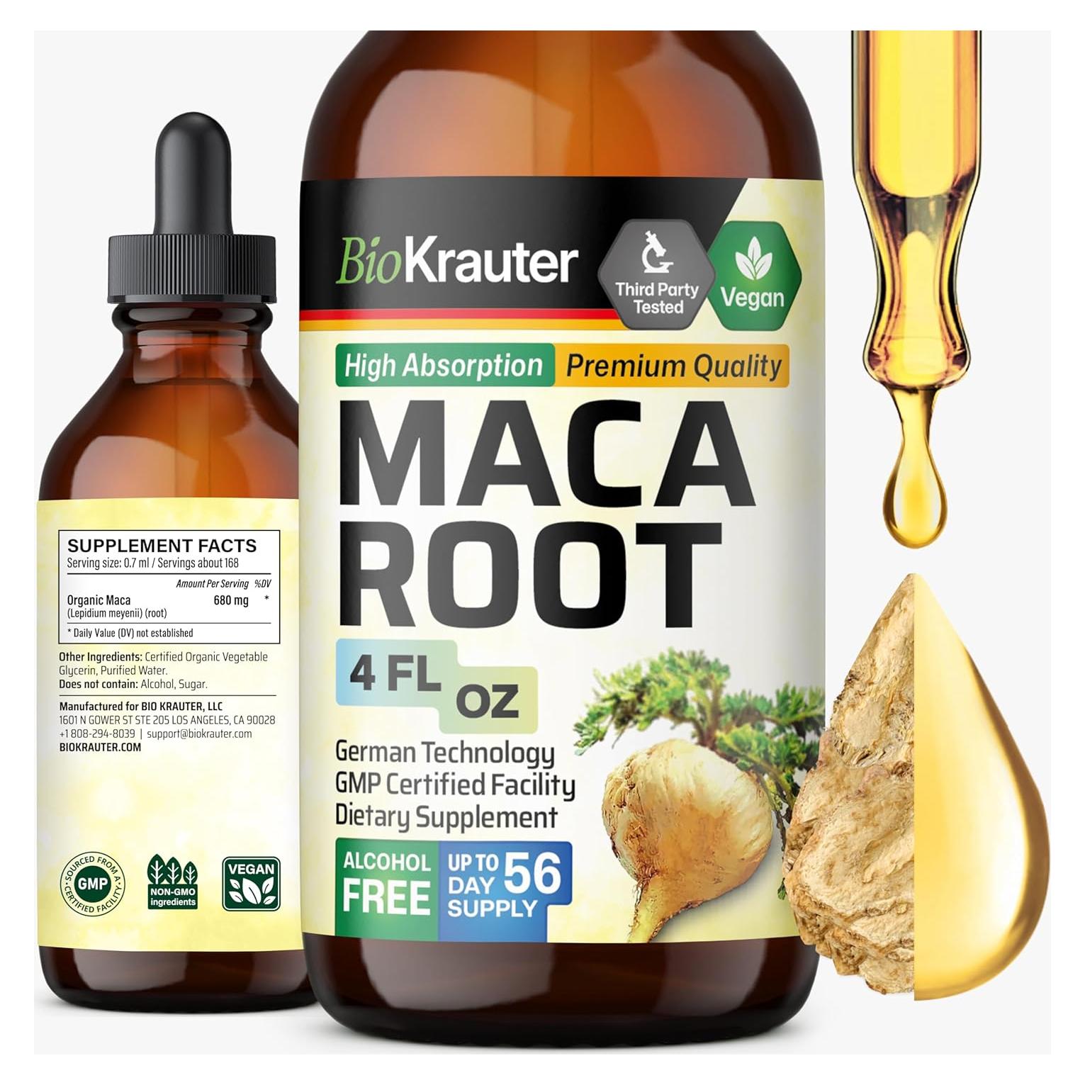 Gotas Líquidas de Raíz de Maca Bio Krauter 118.29 ml Vegano