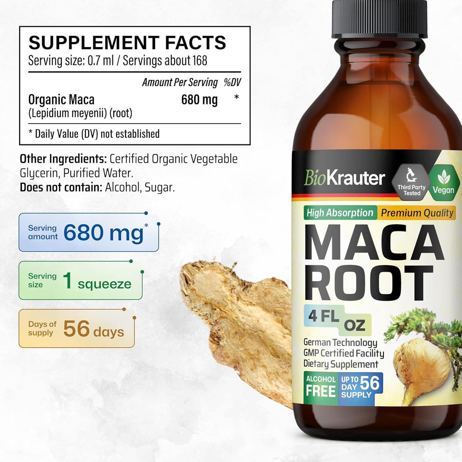 Gotas Líquidas de Raíz de Maca Bio Krauter 118.29 ml Vegano
