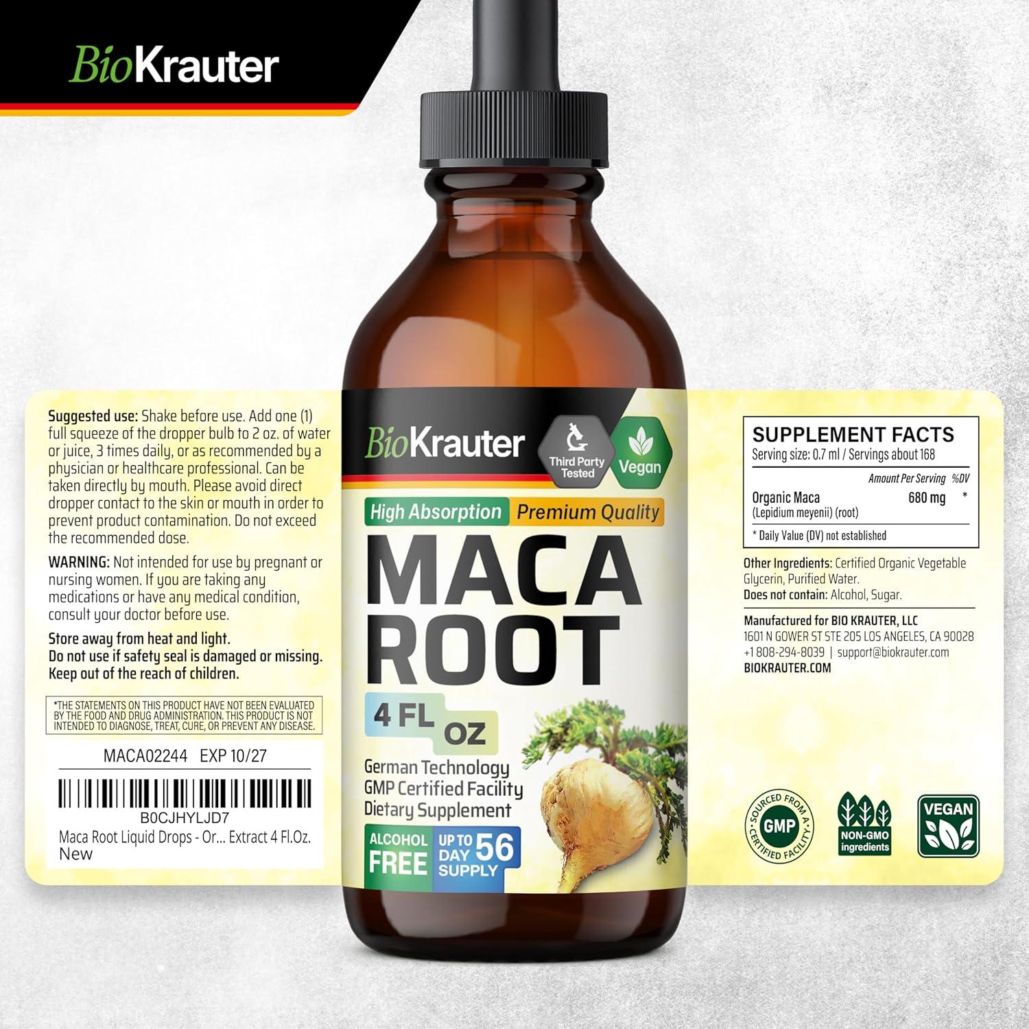 Gotas Líquidas de Raíz de Maca Bio Krauter 118.29 ml Vegano