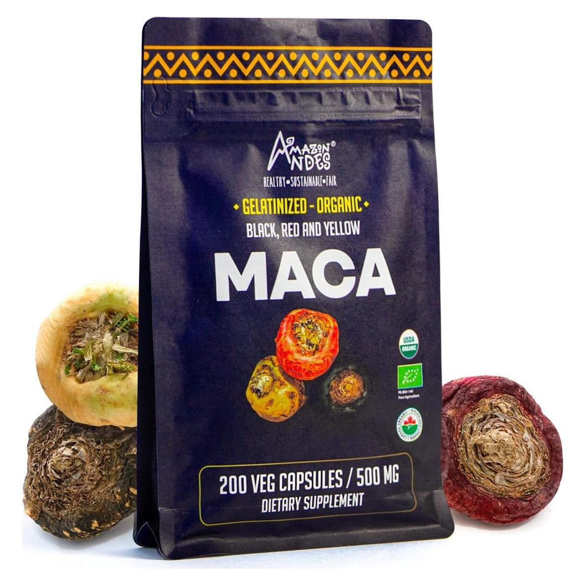 Cápsulas de Maca Premium Amazon Andes 3000mg 200 unidades