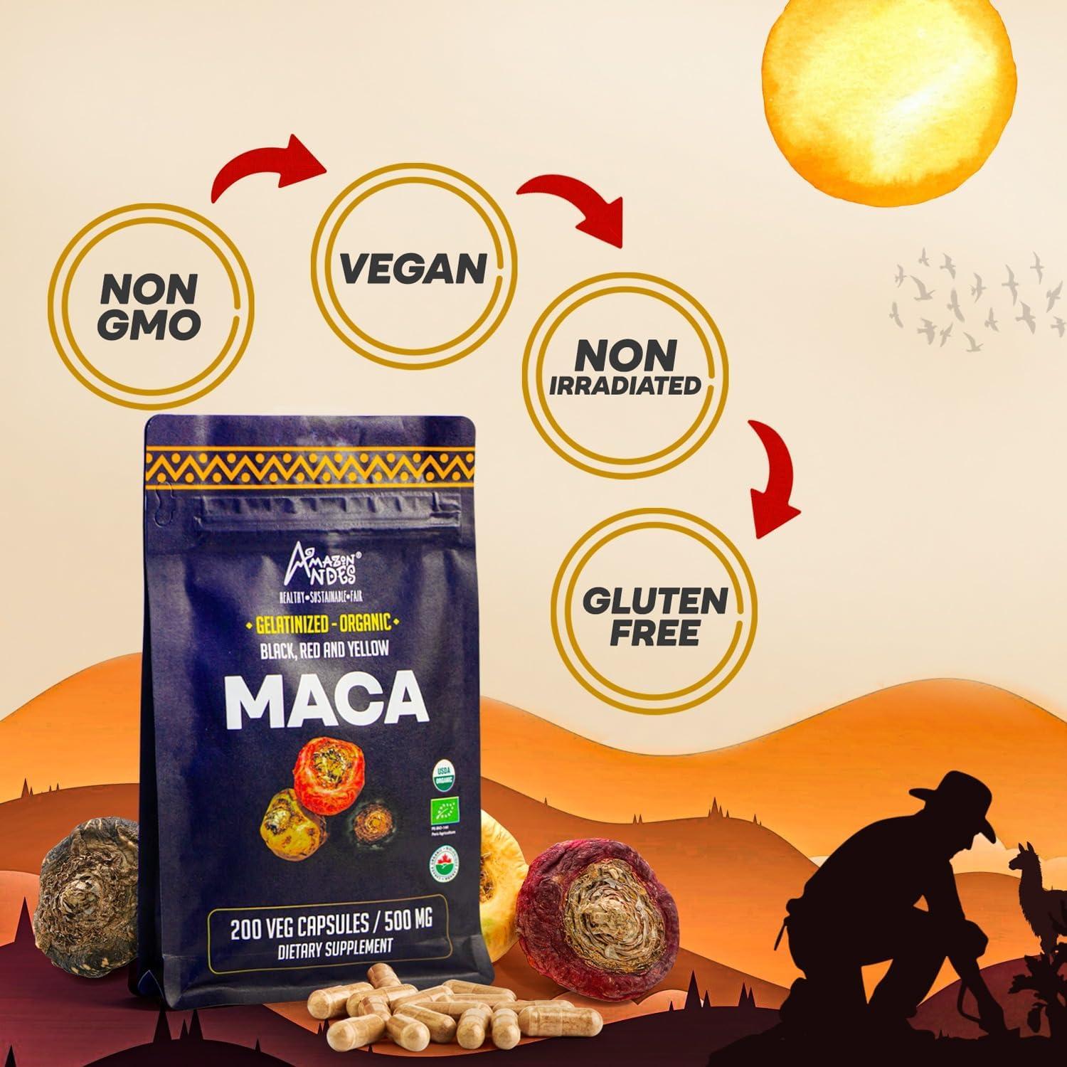 Cápsulas de Maca Premium Amazon Andes 3000mg 200 unidades
