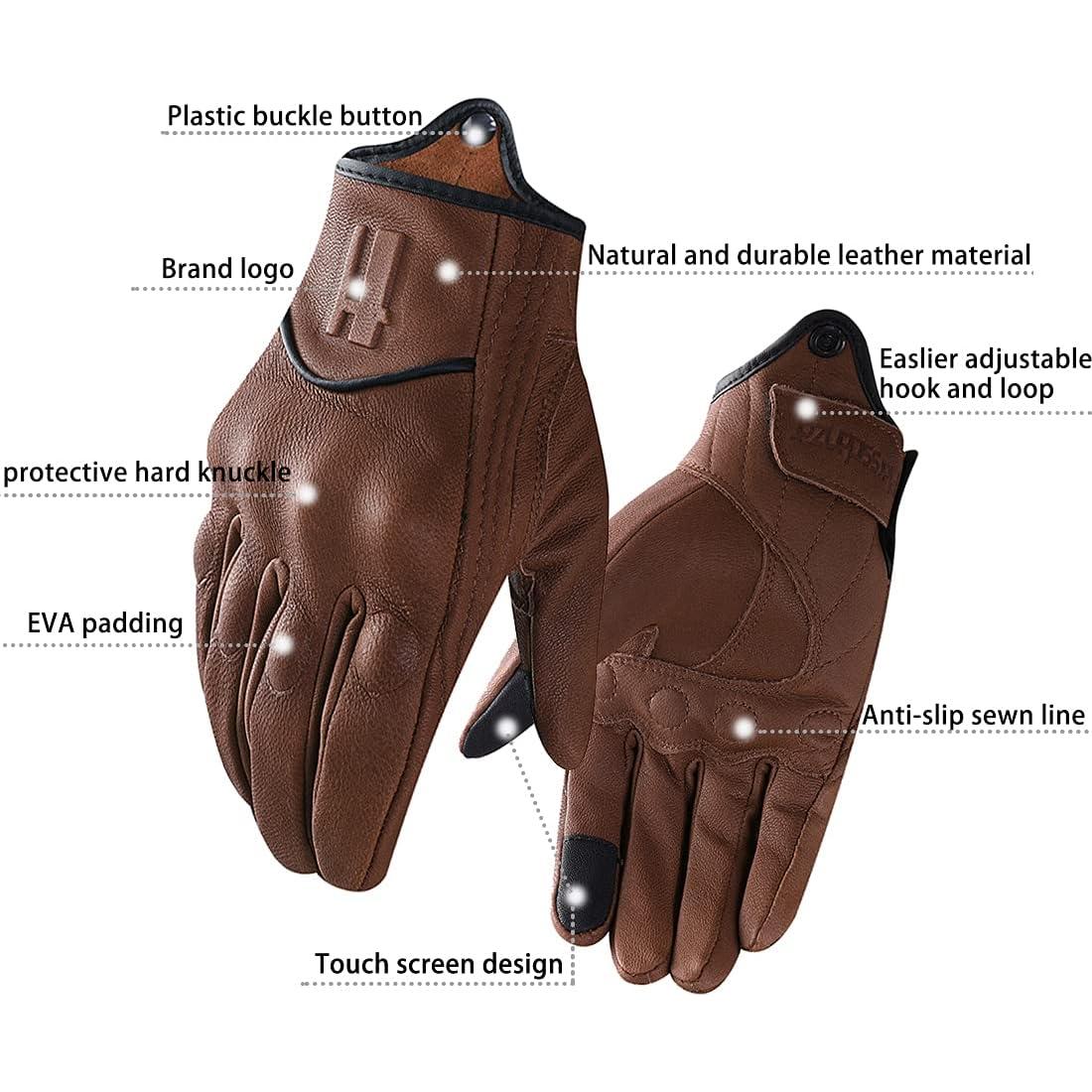Guantes de Motocicleta Harssidanzar GM028 Cuero Táctil