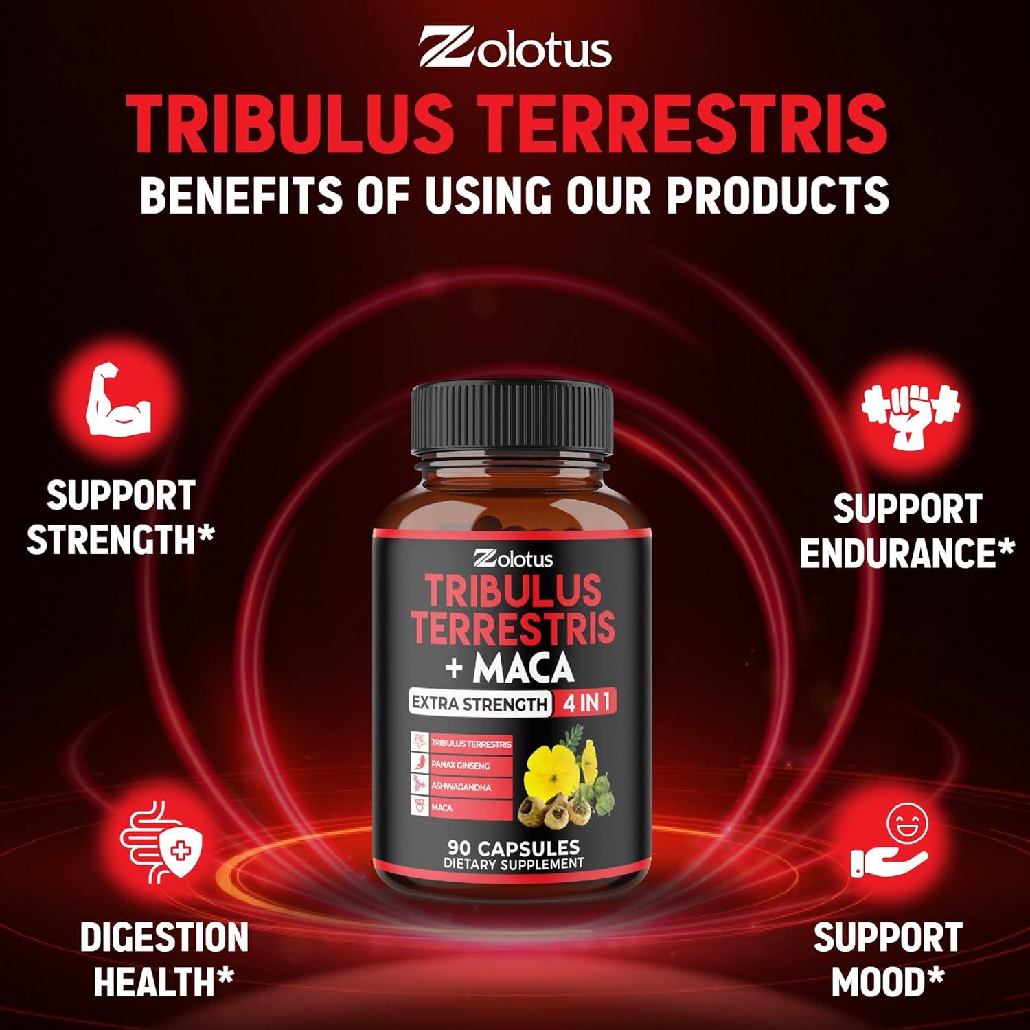 Cápsulas de Tribulus Terrestris Zolotus con Ginseng y Maca - 90 Unidades