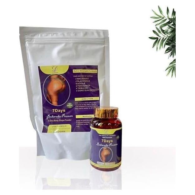 Suplemento Curvas: Polvo Corporal Curvy Bobaraba + Cápsulas Veganas Booty MACA