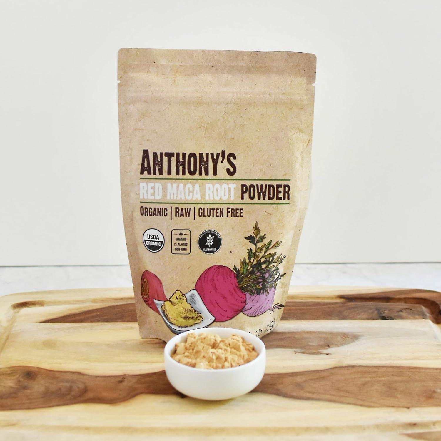 Polvo de Maca Roja Orgánica Anthony's 450g Sin Gluten No OGM